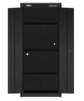 Heavy Duty Metal Garage Storage Cabinet For Floor Use, 32 Inch Tall Free Standing Steel Organizer, black, adjustable shelves