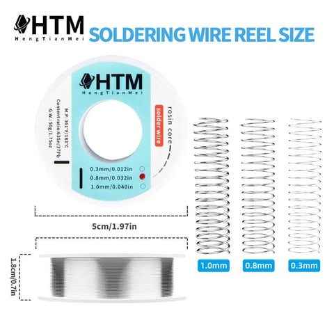 63/37 Rosin Core Solder Wire For Electronics Components And DIY Repairs, Low Temperature Tin Lead Solder, 0.8mm Diameter, 50g Roll
