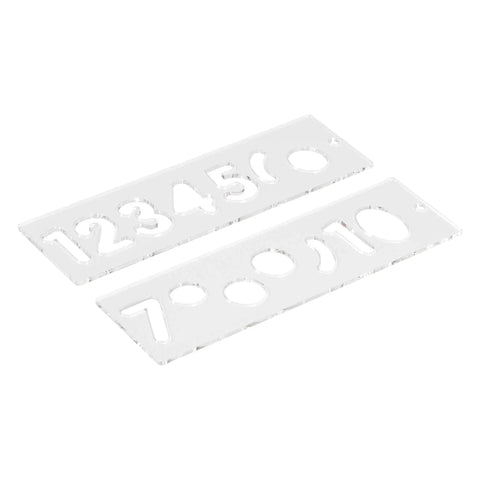 Kick Your Sign Making Routine With This Slick Clear Plastic Routing Template Set packing Vintage Vogue Block Numbers, sized for precision sign layouts.