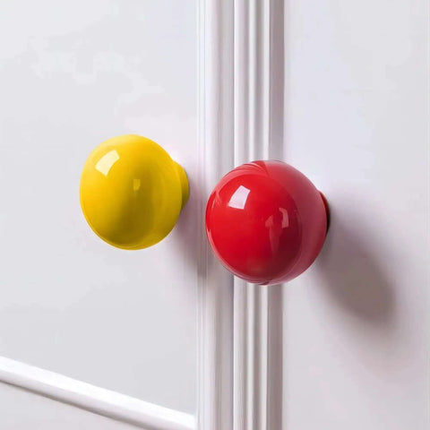 Totally Fresh Ceramic Ball Cabinet Knob Lemon Yellow Single Hole Drawer Pull For Bedroom Dresser And Kitchen Cupboard Lowkey Perfect Hardware Upgrade That Hits Different on white cabinet.