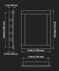 Diagram of 8 x 12 Inch Wall Access Panel For Drywall And Ceiling White ABS Plastic showing dimensions and latch feature.