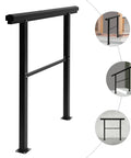 Badass Built Adjustable Stair Handrail Heavy Duty Zinc Steel Safety Railing With Sanded Finish And Mounting Hardware For Outside Steps And Porches Quick Bolt Up Setup side view with black finish