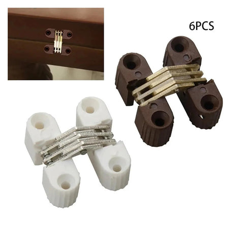6 Pieces Hidden Hinges Set For Cabinets And Doors Built To Last With Plastic And Iron Construction Concealed Folding Hinges
