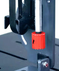 Close-up of Aluminum Pipe Notcher 0-45 Degree Adjustable For 2 Inch Pipes And Tubes With Built-In Protractor on drill press