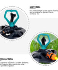 Two Pack Automatic Lawn Sprinklers For Garden Irrigation System showing setup steps and multi-functional usage outdoors.