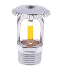 Top Shelf 2 Pack Fire Sprinkler Heads One Half Inch Copper Body Upright Style 135F with yellow glass tube and silver metal finish.