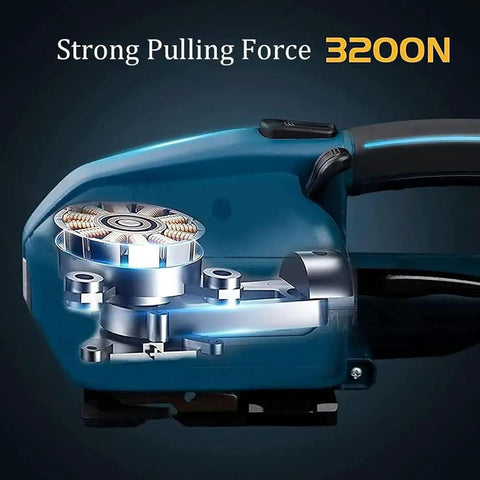 Kickstart Your Packaging Hustle With This Badass 4000mah Battery Powered Strapping Tool showing internal motor with strong pulling force 3200N.