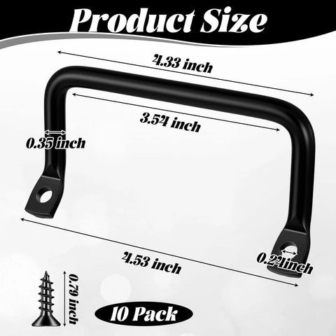 Diagram showing Matte Black Stainless Steel Cabinet Handles Set of 10 With 20 Screws Drawer Pulls dimensions and size.
