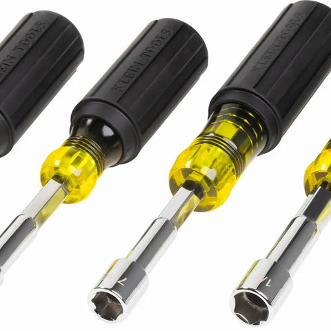 Heavy Duty Hollow Shaft Nut Driver Set With Cushion Grip Handles Color Coded Hex Sizes From Quarter Inch To Sixteenth Inch 6 Piece Kit