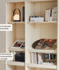 Dope Floor Standing Modular Bookshelf With Open Compartments And Adjustable Shelves showing detachable shelves for books and vinyl.