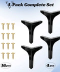 4-pack of 6 Inch Matte Black Stainless Steel Furniture Legs Replacement Feet with screws for Sofa Couch Cabinet and Ottoman