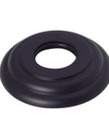 Close-up of matte black flange for One Half Inch IPS To Twelve Inch Ceiling Mounted Shower Arm With Flange Matte Black Finish Solid Brass Construction Lead Free Premium Flange Ideal For Modern Bathrooms.