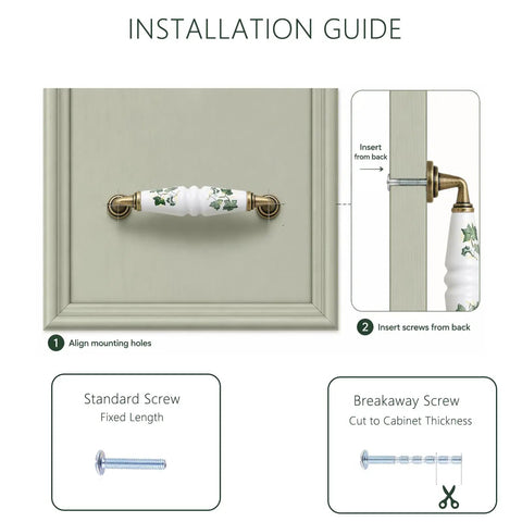 Installation guide for Fresh Vintage Ceramic Door Knobs And Tight Antique Bronze Drawer Pulls For Kitchen And Dresser Grab Handle.