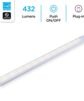 22 Inch LED Under Cabinet Light Plug In No Wiring With Built In On Off Switch Warm White 3000K 432 Lumens Plastic Housing