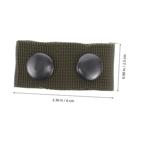 Six Piece Durable Nylon Belt Buckles For Camping Gear With Quick Release Design, showing buckle on olive green nylon with dimensions.