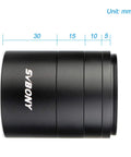 Extension Tube Kit For Cameras And Eyepieces With 5mm 10mm 15mm 30mm Spacers M48x0.75 On Both Sides in black anodized aluminum