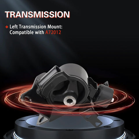 Left transmission mount from Scion TC Engine And Transmission Mount Kit 2005 2006 2007 2008 2009 2010 2.4L Auto Set Of Four High Strength Steel And Rubber Mounts With Orange Coating For Durable Fitment And Long Life.