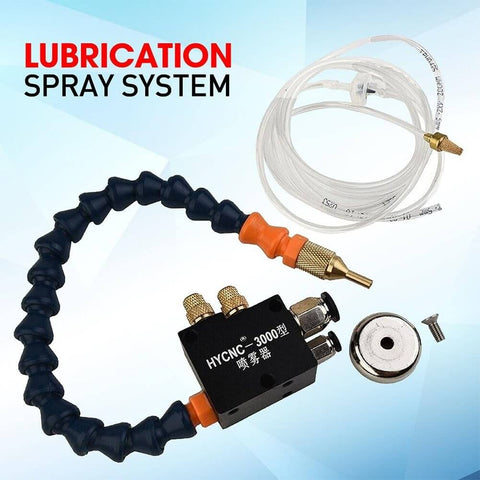 All In One Mist Coolant System For CNC Lathes And Metal Milling Machines With Precision Lubrication Spray components shown
