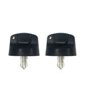 Front view of two Grab And Go Replacement Ignition Keys For Electric Pallet Jacks E30 EZ30 JX1 JX2 Two Pack With Premium Soft Grip Umbrella Key