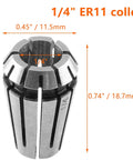 Two Pack ER11 Collets 1/4 Inch Spring Collet Chuck For CNC Engraving Machines And Milling Lathes with dimensions labeled