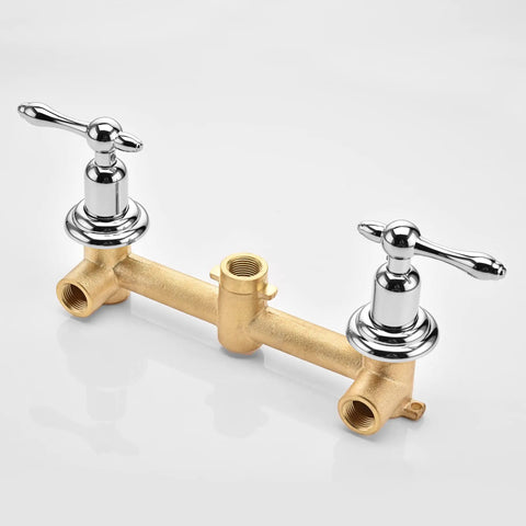 Vintage Tub Faucet Wall Mount 3 Hole 8 Inch Center Chrome Finish Solid Brass Construction Drip Free