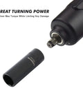 Three Eighths Inch Drive Deep Impact Socket Set With 6 Point Metric 7mm To 19mm Built Tough In CR V Chrome Vanadium shown with wrench