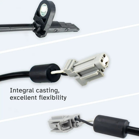 Heavy Duty Front ABS Wheel Speed Sensor Pair Left Right Drop In Swap Fits Nissan Altima Maxima 2007 To 2014, showcasing integral casting and flexibility.