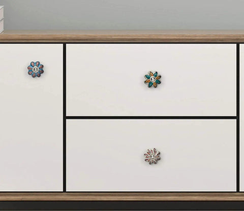 Handmade Flower Ceramic Knob Set of 10 with Colorful Multi Design Cabinet Knobs for Doors Drawers Cabinets Ideal for Home Kitchen Office