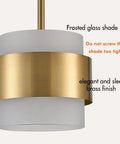 Gold Pendant Light Fixture With Frosted Glass Shade For Kitchen Island And Dining Room Modern Rod Hanging Lamp Adjustable