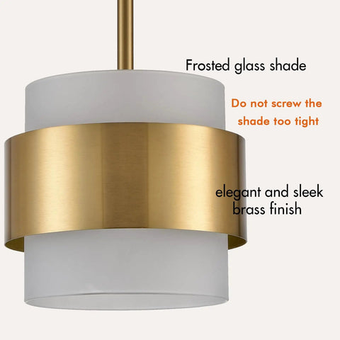 Gold Pendant Light Fixture With Frosted Glass Shade For Kitchen Island And Dining Room Modern Rod Hanging Lamp Adjustable