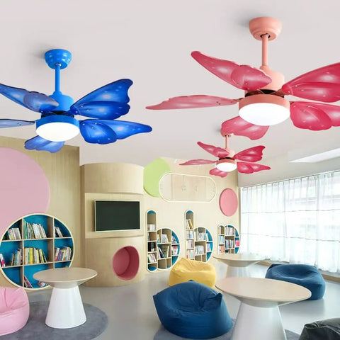 Chill Breeze Whisper Quiet Ceiling Fan With Remote And Built In Light, Compact Shape nails ambiance in a colorful children's room.
