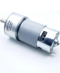All-Metal DC Gear Motor For DIY Robots And Automation Projects Runs Smoothly On 6V 12V Or 24V Power with metal casing.