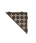 Triangular Corner Shelf For Tiled Walls In Aluminum With Floral Design Bronze Finish No Drill Install And 2mm Thick Anchoring Tabs