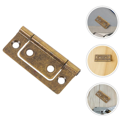 Vintage Style Small Stainless Steel Flush Mount Cabinet Hinges 10 Piece Set Silent Heavy Duty Door Hardware, light brown, wood mounted
