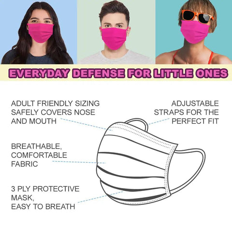 Illustration of 100 Pack 3 Ply Disposable Face Masks For Adults Men Women Multicolor With Upgraded Water Electret Melt Blown Cloth