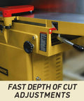 12 Inch Cast Iron Jointer Featuring Parallelogram Frame Design And Triple High Speed Steel Straight Knife Head 3Hp 230V Motor depth of cut adjustments