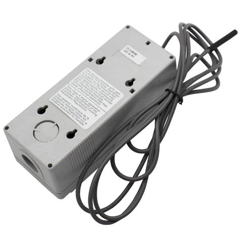Two Pack Electronic Temperature Control Relay 120 To 240 Vac SPDT with 8 Foot Sensor, gray casing, industrial HVAC system