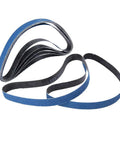 10 Pack P80 Sanding Belts 13Mm X 457Mm Heavy Duty Zirconium Abrasive neatly arranged, showcasing durable sanding strips for air sanders.