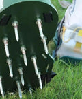 Close-up of Heavy Duty Lawn Aerator Shoes Kit, showing 20 metal spikes for quick soil aeration and healthier grass.