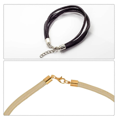 10 Sets Of 9mm Leather Cord End Caps With Lobster Claw Clasps Barrel Terminators For DIY Leather Bracelet Making, two designs shown