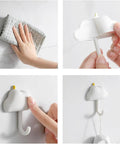 3 Pc Wall Mounted Hooks Set Grey Creative Home Storage Solution For Keys Towels And Sundries Sleek Kitchen Bathroom Organizer Rack Nifty Space Saving Design Total Game Changer For Clutter Control Aesthetic Decor Friendly with hands demonstrating use.