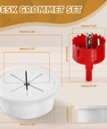 Two Inch Desk Grommet Set White ABS Plastic Cable Hole Covers With Hole Saw For Wires Through The Countertop Eight Piece Pack
