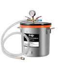 PB Motor Tech 5-Gallon stainless steel vacuum chamber with tempered glass lid, gauge, and hoses