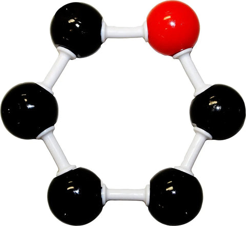 125 Piece Molecular Model Kit For Chemistry Fans And Makers, hexagonal structure with colorful plastic atoms and bonds