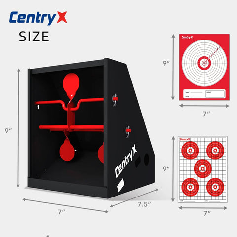 Airgun Ready Trap Target Pellet Collector With Resetting Target Includes 20 Paper Targets 7x9 Inches And 3 Spinner Targets