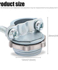 Image showing the dimensions of a 12 Pack One Half Inch Clamp Type Cable Connector for Metallic Conduit in silver finish.