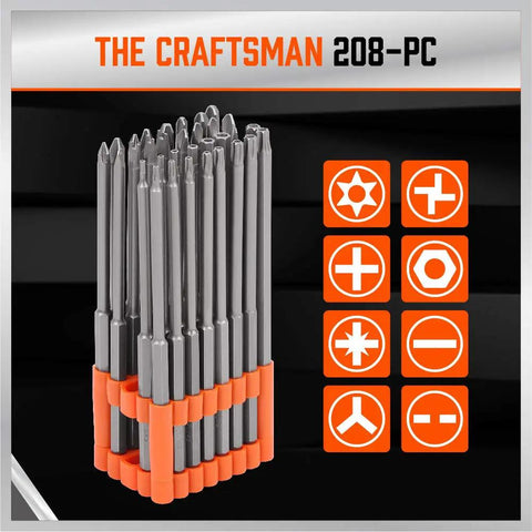 Thirty Two Piece Extra Long Security Power Bit Set With Quarter Inch Hex Shank Hardcore Tough S2 Steel Build Tamper Proof Driver Bits organized in a holder.
