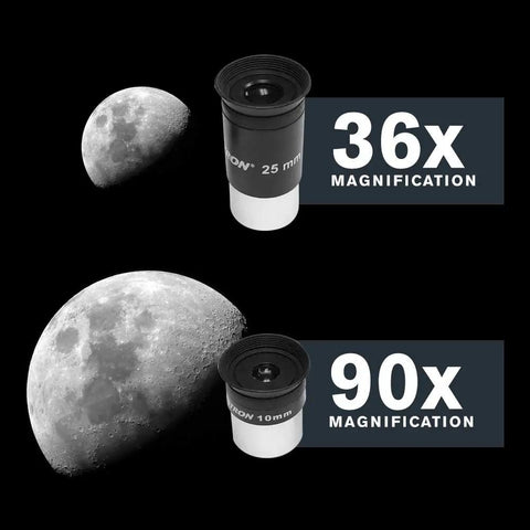 Views with 36x and 90x magnification for StarSense Explorer LT 80AZ App Enabled Telescope With Smartphone Dock And StarSense App