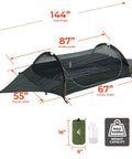 Flat Lay Camping Hammock Tent With Mosquito Net And Rain Fly 3 In 1 Waterproof Lightweight Portable Sleeping Hammock with dimensions