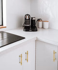 Ten Pack Brushed Gold Cabinet Pulls 3 Inch Drawer Handles For Dresser Bathroom Kitchen Closet And Cupboard Zinc Alloy Base Durable Modern Hardware Easy Install on white kitchen cabinets